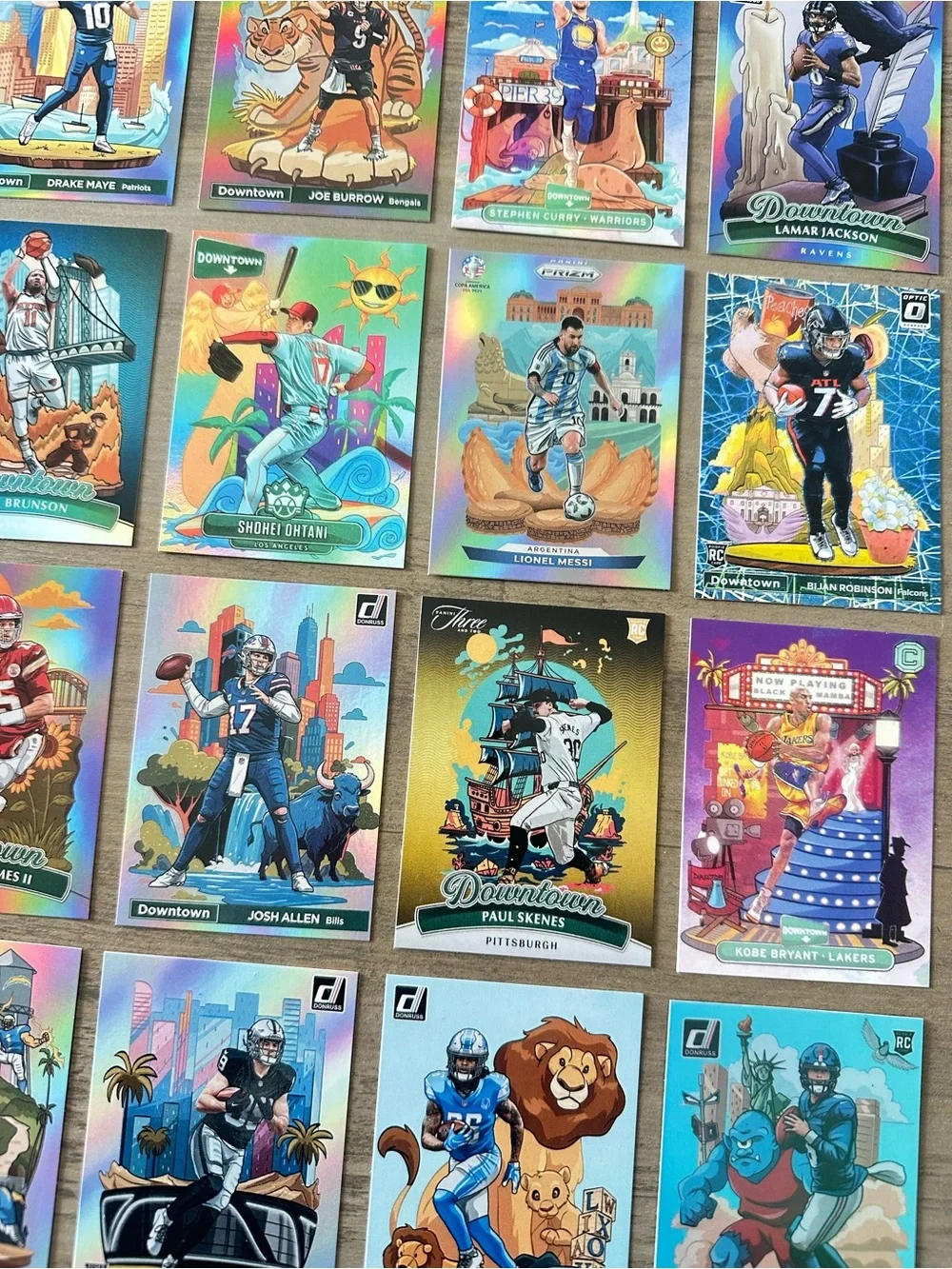 Downtown Lot of (25) Brady, Ohtani, Messi, , Kobe, Jordan, etc.. Novelty Cards